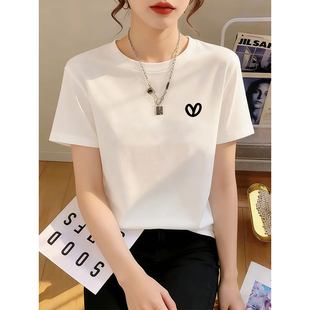 显瘦体恤衫 2026夏季 印花上衣 洋气修身 t恤女时尚 新款 正肩圆领短袖