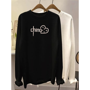 女秋冬新款 长袖 洋气宽松设计感胖mm德绒保暖外套 圆领打底衫 中长款