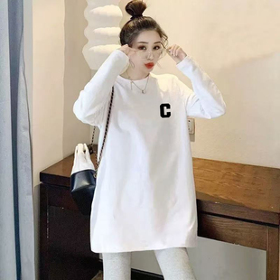 女秋冬新款 长袖 洋气休闲宽松设计感德绒保暖外套 圆领打底衫 中长款