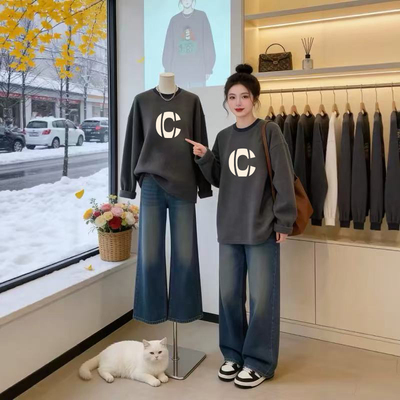 2026新款圆领中长款长袖T恤女德绒保暖时尚宽松遮屁股打底衫上衣