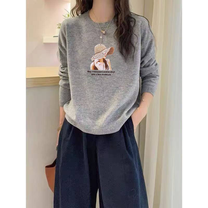 大码圆领长袖加绒卫衣秋冬新款洋气通勤宽松显瘦胖mm女装韩版上衣