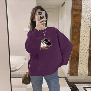 2025秋冬时尚 女装 减龄通勤宽松显瘦加绒潮流卫衣 圆领长袖 小众新款