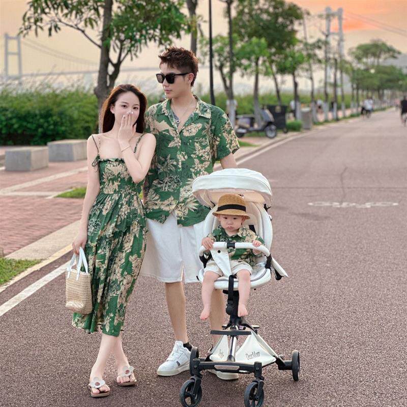 端午节儿童8090年代港风复古演出亲子装一家三口宽松雪纺母子衬衫