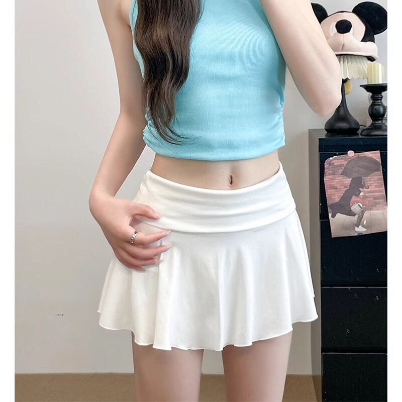 白色辣妹短裙女夏季薄款小个子防半身裙