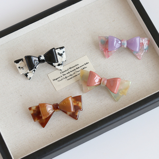 春夏双层蝴蝶结弹簧夹后脑勺公主头盘发半夹弹夹发抓质感发夹顶夹