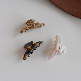 日系质感醋酸材质油墨花纹半抓发小号抓夹后脑勺小发抓刘海顶夹女