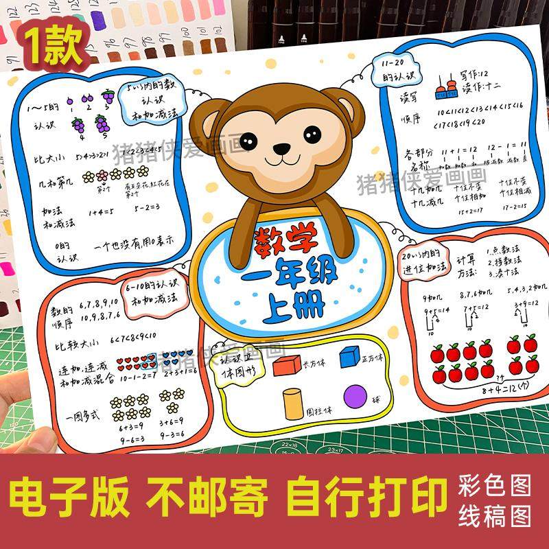 数学一年级上册思维导图知识梳理汇总电子模版线稿素材涂色448,商务/设计服务,设计素材/源文件,淘宝优惠券,粉丝福利购,淘宝优惠卷