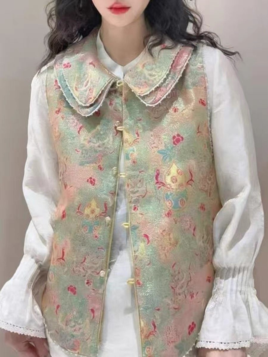 2026新款新中式国风复古提花马甲女宽松显瘦百搭无袖坎肩背心上衣,女装/女士精品,马夹,淘宝优惠券,粉丝福利购,淘宝优惠卷