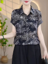 衬衫 妈妈减龄新中式 国风印花上衣女立领短袖 小衫 新款 2025夏季 时尚
