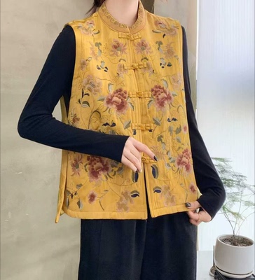 民族风马甲女时髦洋气刺绣2025新款新中式加棉外穿背心中国风坎肩