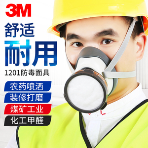 3M1201防毒面具喷漆装修粉尘化工气体油漆防异味油烟专用防护面罩