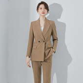 场合职业气质工作服洋气正装 女高端白领正式 套装 诗璐雅卡其色西装
