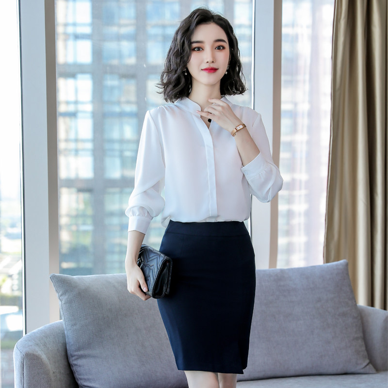 职业套装OL雪纺白衬衫女春季2026新款售楼部工作服空姐制服两件套