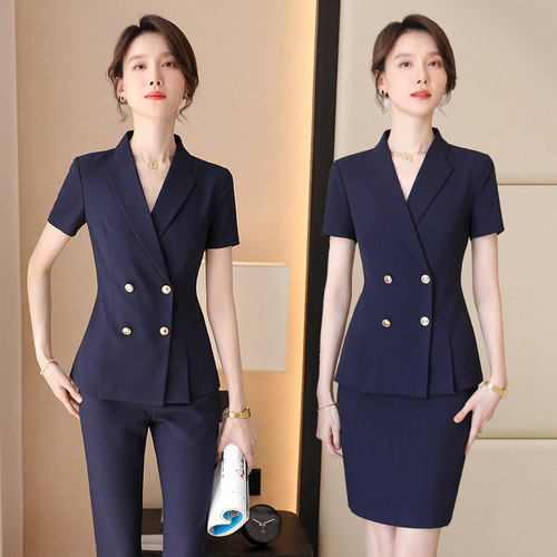 诗璐雅夏季短袖职业西装工作服女