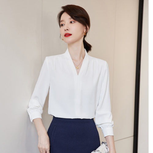 诗璐雅修身白衬衫女气质职业上衣