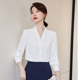 诗璐雅白衬衫 气质通勤衬衣 打底衬衫 女V领时尚 女神范职业上衣西装