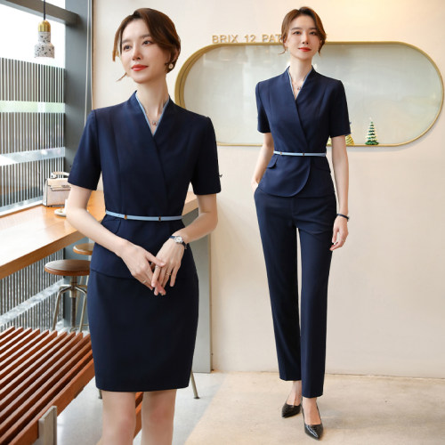 诗璐雅前台接待工作装女套装高端