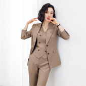 诗璐雅高级感职业西装 女通勤气质女神范时髦西服马甲春秋 三件套装