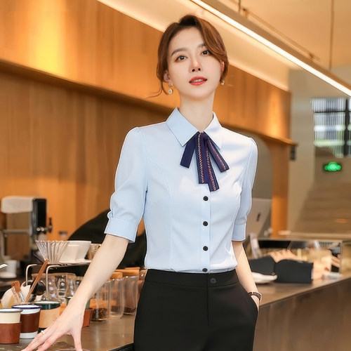 诗璐雅夏季五分袖通勤气质衬衫女