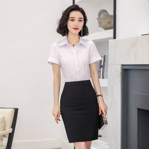 职业装韩版时尚V领衬衣工作服夏