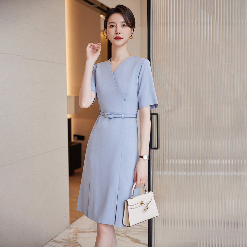诗璐雅夏季短袖通勤职业女装高级感修身经理工作服气质西装连衣裙