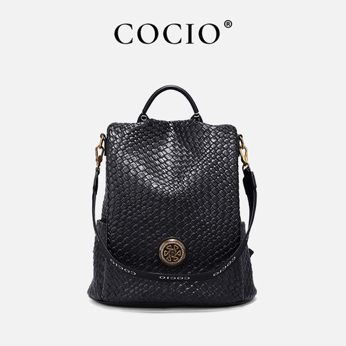 编织通勤双肩包COCIO大容量背包