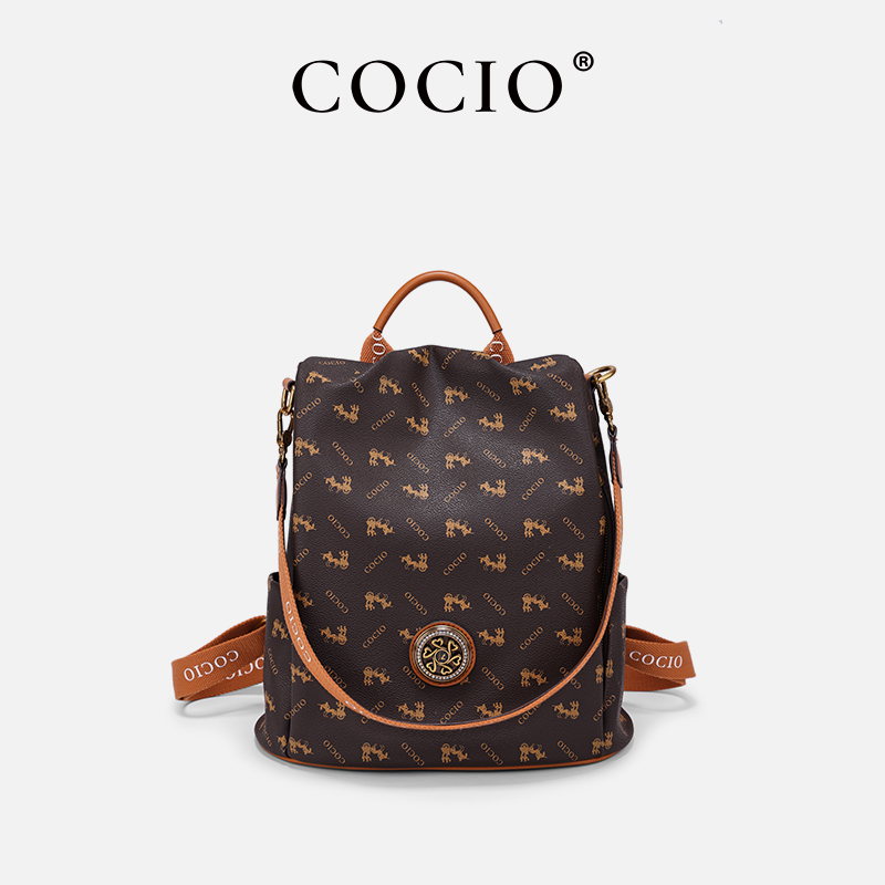 COCIO通用男女旅行双肩背包老花