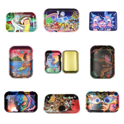 跨境中号马口铁卷烟操作盘醒草托盘创意烟草收纳盘 rolling tray