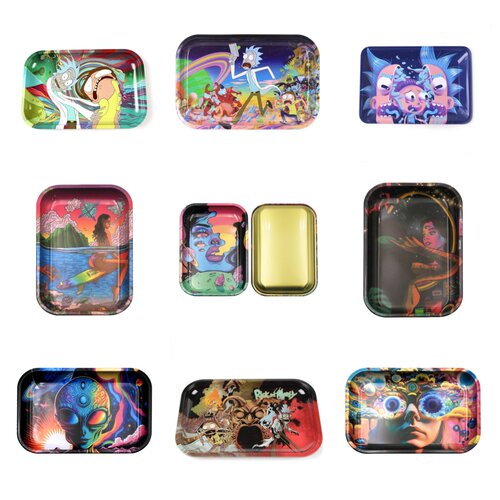 跨境中号马口铁卷烟操作盘醒草托盘创意烟草收纳盘 rolling tray