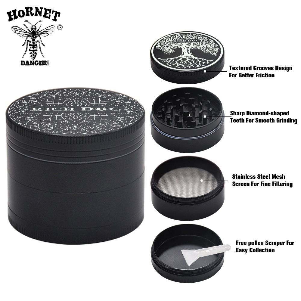 新款创意rich dog topuff迷你锌合金40mm磨烟器黑色 herb grinder