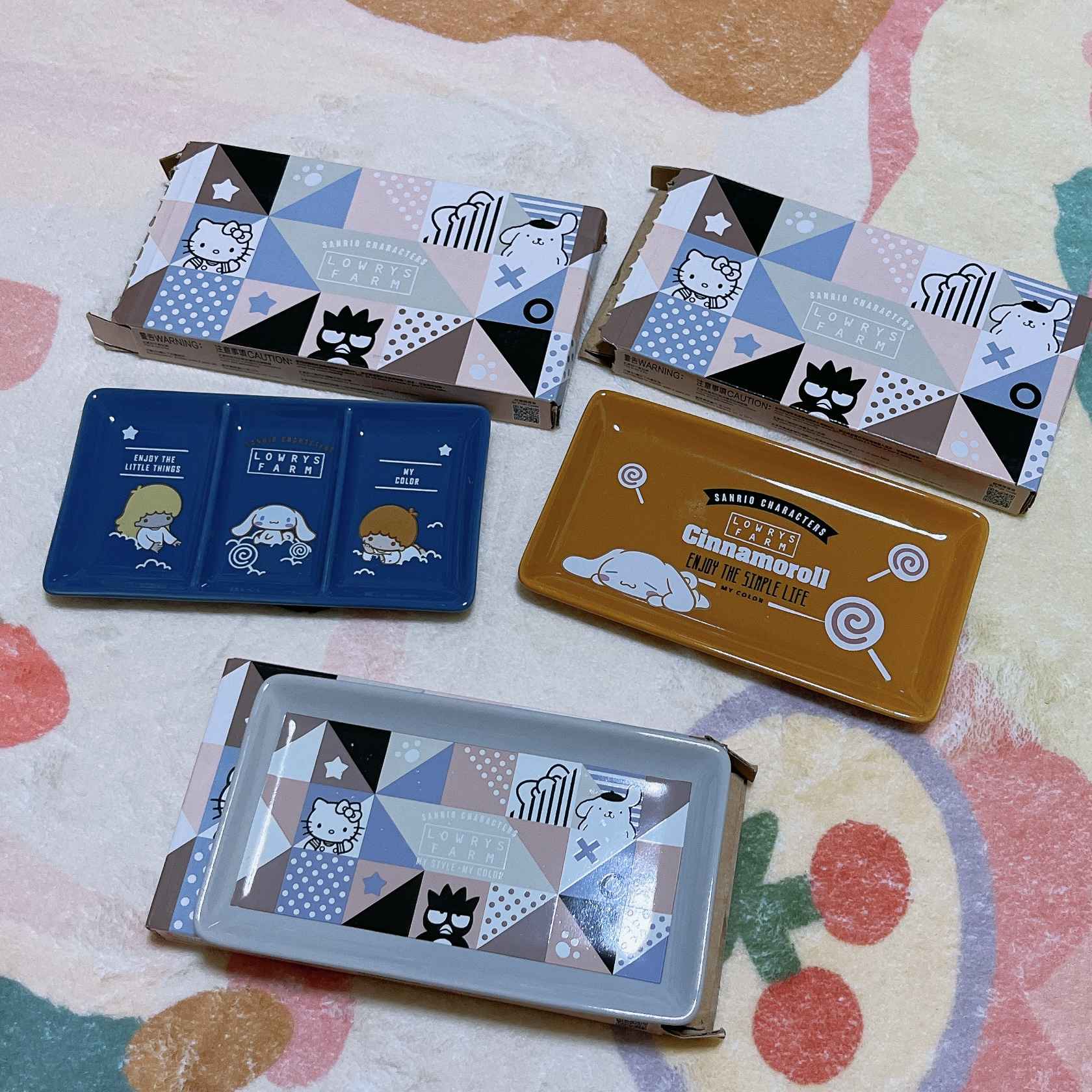 打包出3个三丽鸥lowrys farm陶瓷调味碟餐具kitty大耳狗双子星