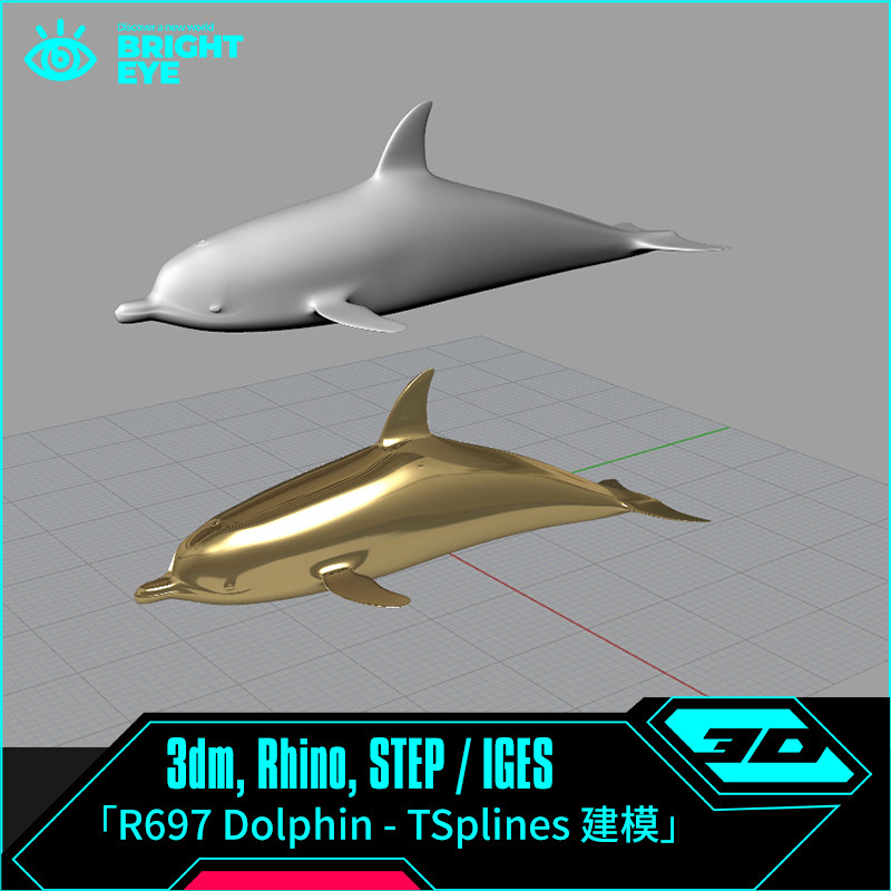 海豚rhino犀牛代建模成品江豚设计3d素材模型库3dm电子源文件格式图片