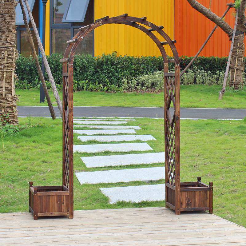 防腐木花拱门架子爬藤户外庭院拱门花架花园篱笆门花架院子栅栏门