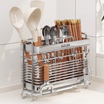 德国304不锈钢筷子笼勺子收纳盒家用筷子筒壁挂式桶篓架托厨房