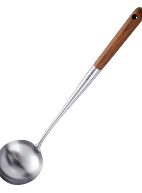 梨花木不锈钢304食品级汤勺家用锅铲勺子厨具长炳厨师专用炒菜勺