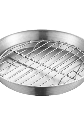 德国304不锈钢空气炸锅烤盘烤箱盘子熟食烧烤盘家用烤肉沥油圆盘