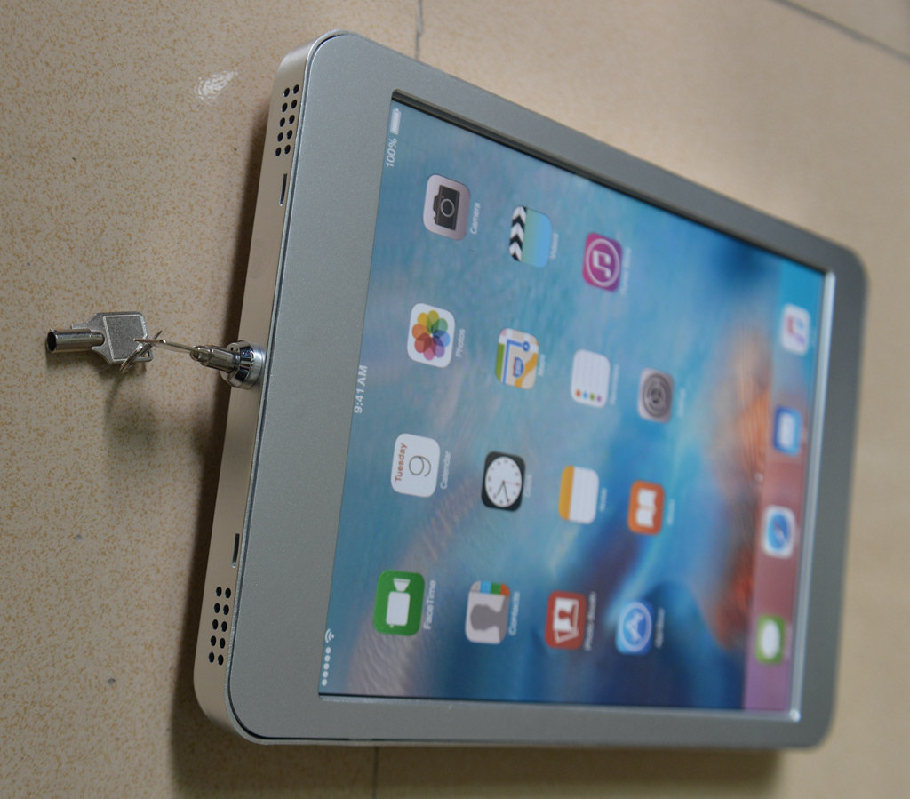 苹果iPadairPro12.9寸专用贴墙挂墙平板电脑支架盒装展示防盗带锁