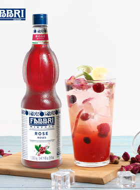 意大利原装进口 法布芮玫瑰糖浆1L Fabbri气泡水咖啡原料