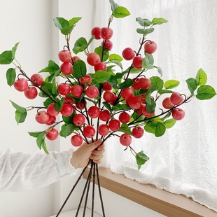 高级感逼真小苹果仿真花假花干花果树枝餐桌摆设客厅装饰花艺摆件