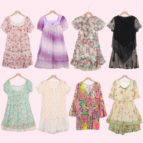 YM古着vintage碎花A字连衣裙