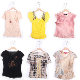 VB古着vintage 上衣 复古千禧风Y2KT恤女亚比风网纱辣妹荡领弹力衫