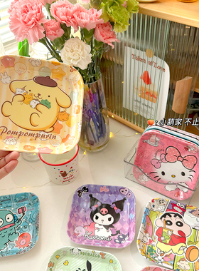 密胺PC狗KT餐具零食盘卡通可爱水果盘美耐皿蛋糕四方骨碟子