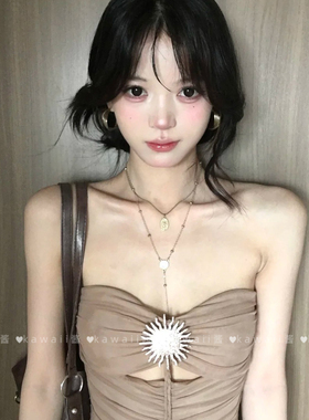 美式简约十字架圆牌叠戴项链