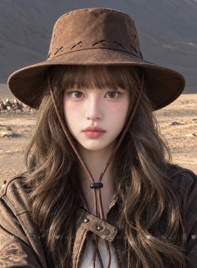 西部牛仔渔夫帽子女2026新款遮阳防晒新疆川西草原旅游穿搭登山帽