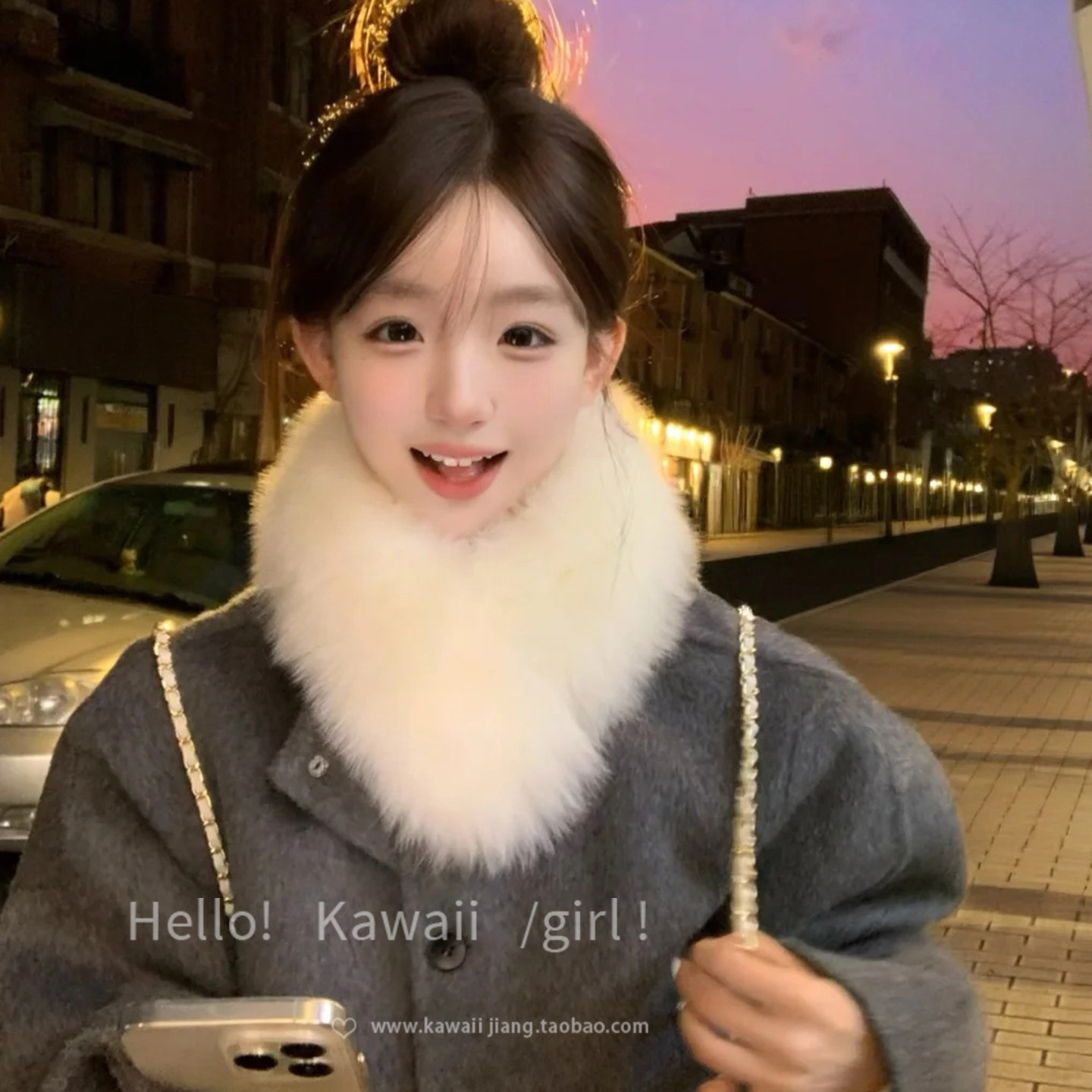 千金感温柔气质仿狐狸毛围巾女冬季韩版百搭毛领饰高级感加厚围脖