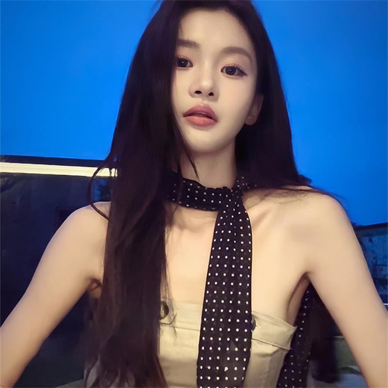 波点丝巾系脖发带绑发女高级