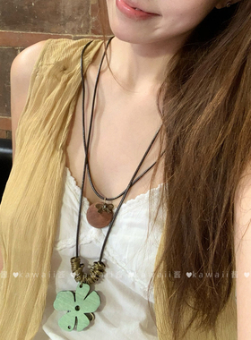 古着做旧幸运四叶草项链