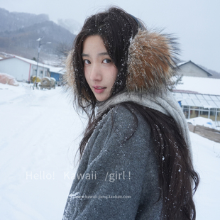 卢昱晓同款仿貂毛染尖耳罩冬季保暖防寒防冻耳包雪地拍照出片耳套