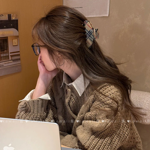 韩系老钱风经典格纹醋酸发夹