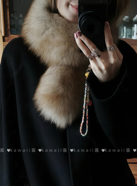 蘑糯糯同款棕色仿狐狸毛围巾韩系秋冬新款气质保暖高级感皮草围脖
